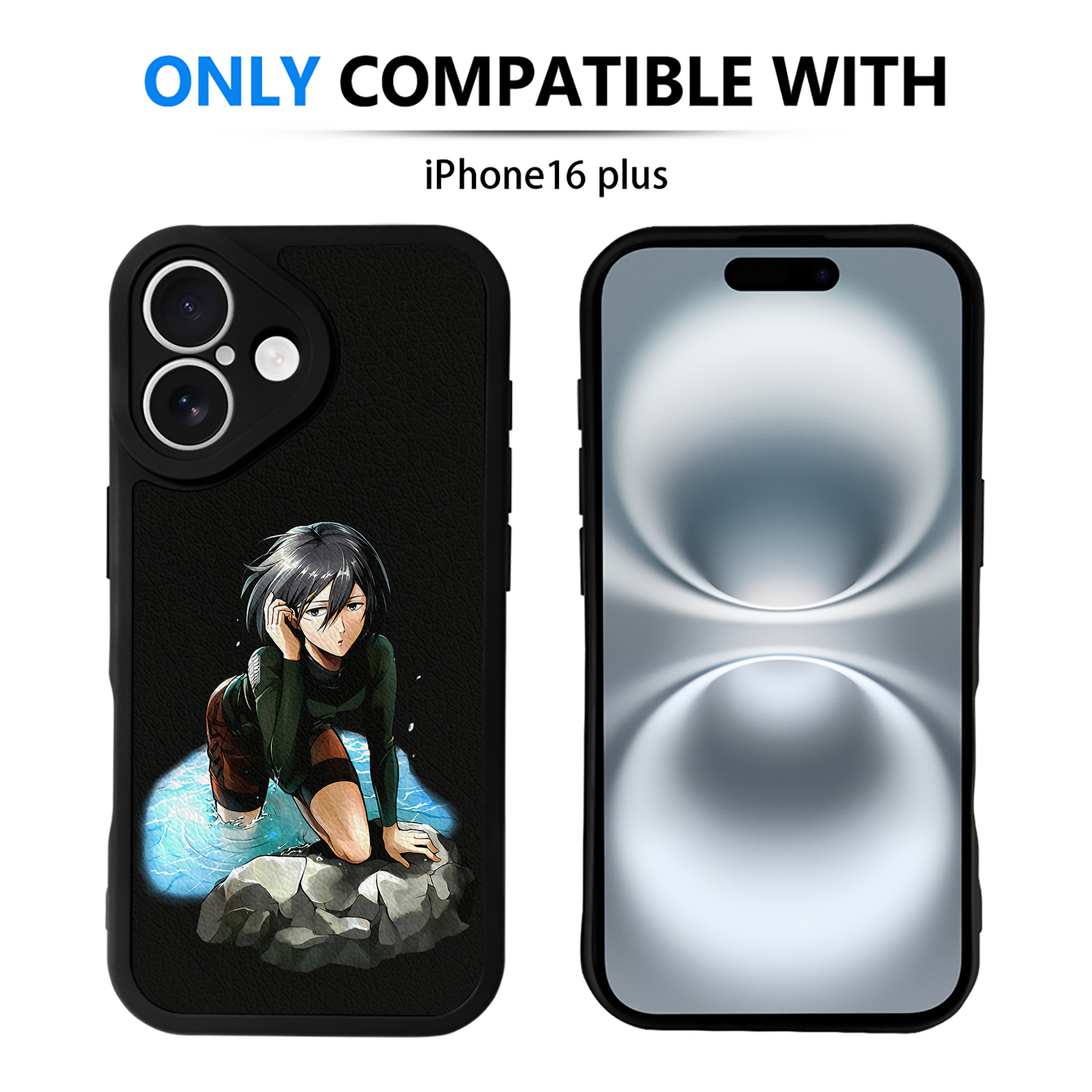 （画像用） 進撃の巨人 ミカサ·アッカーマン Attack on Titan Mikasa Ackerman 【iPhone 16シリーズ対応】シリコンスマホケース（レザー調） 材質：シリコン